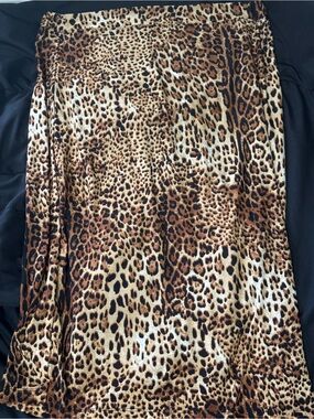 Leopard Print Midi Skirt - Brown Animal Print